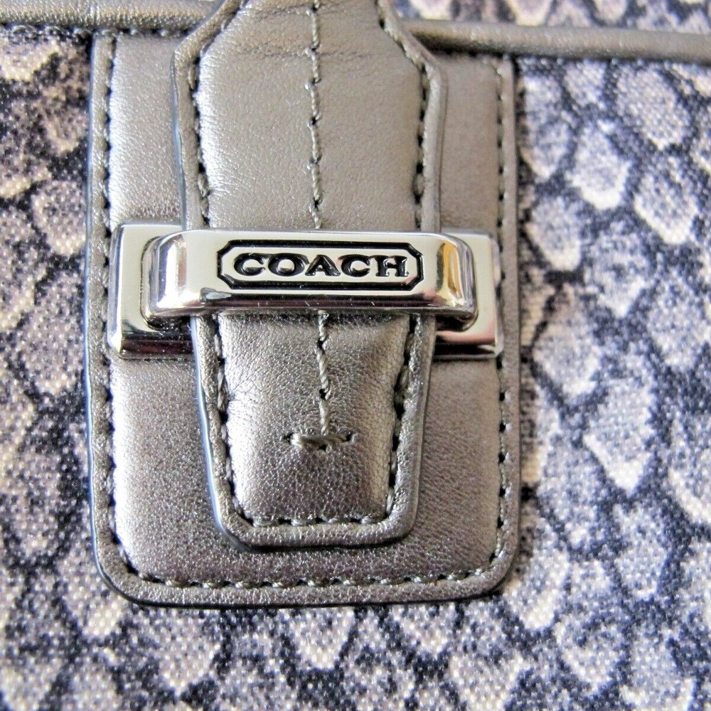 Coach Handbag Purse Taylor F26034 Satchel Pewter Gray Black Leather Tote - Picture 3 of 13